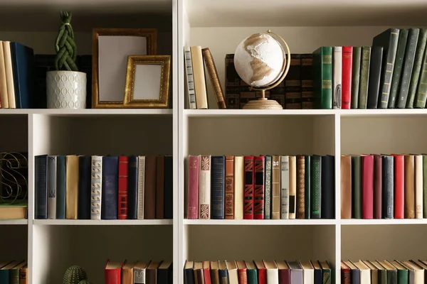 Collection Books Decor Elements Shelves Home Library — Stock Photo, Image