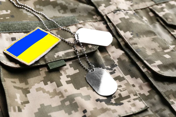 Державний Прапор України Військові Ідентифікаційні Мітки Мундирі — стокове фото