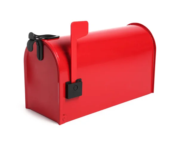 Λαμπερό Κόκκινο Γραμματοκιβώτιο Λευκό Φόντο — Φωτογραφία Αρχείου