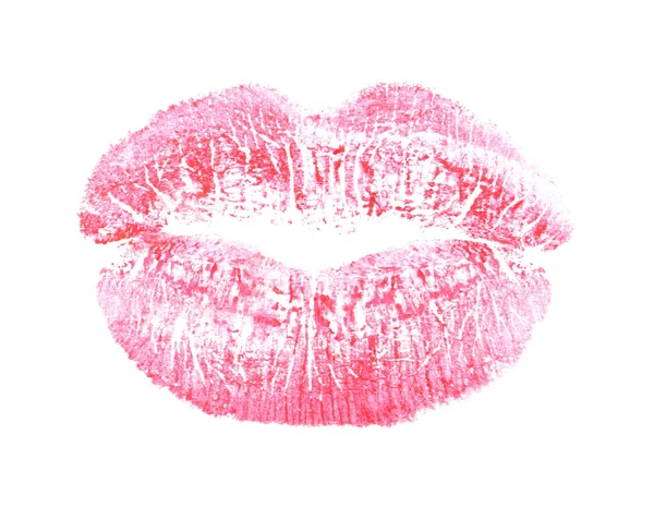 Lipstick Kiss Mark Izolovaných Bílém Horní Pohled — Stock fotografie
