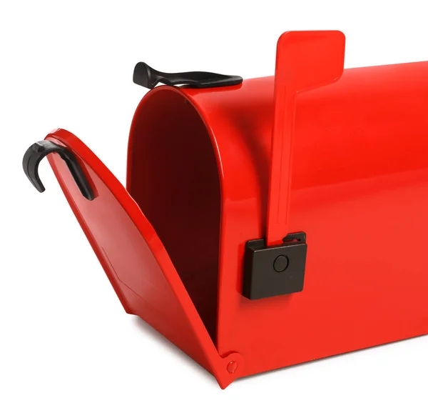 Beyaz Arkaplanda Parlak Kırmızı Posta Kutusu — Stok fotoğraf