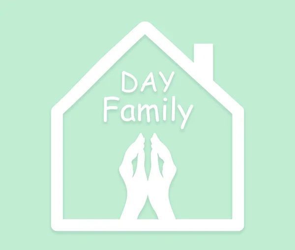 Happy Family Day Illustration Des Hauses Und Der Hände Auf — Stockfoto