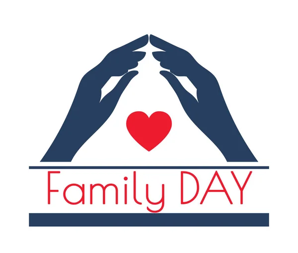 Happy Family Day Illustration Der Hände Über Rotem Herz Auf — Stockfoto