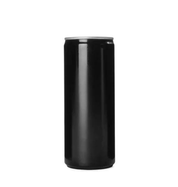 黑罐装能量饮料 白色隔离 — 图库照片
