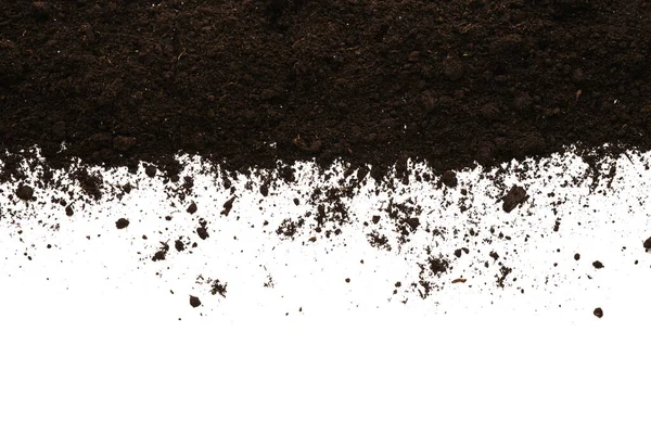 Pile Soil White Background Top View — Stock Photo, Image