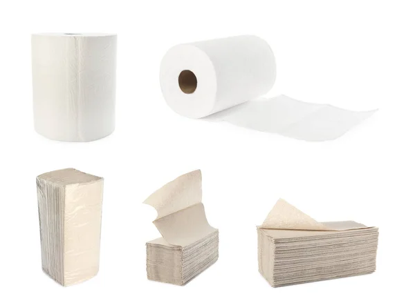 Sada Papírových Ručníků Bílém Pozadí — Stock fotografie