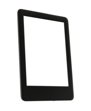 Boş ekranlı modern e-kitap okuyucu beyaz üzerine izole