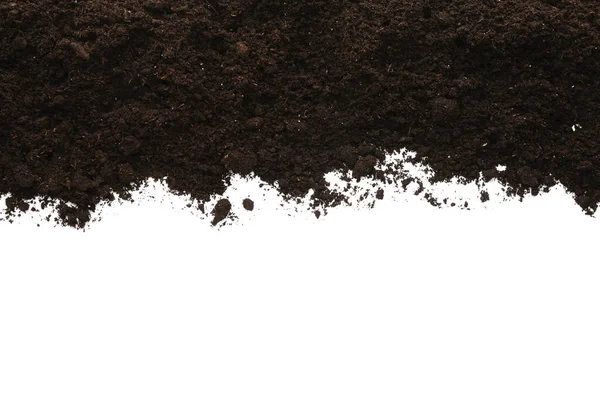 Pile Soil White Background Top View — Stock Photo, Image