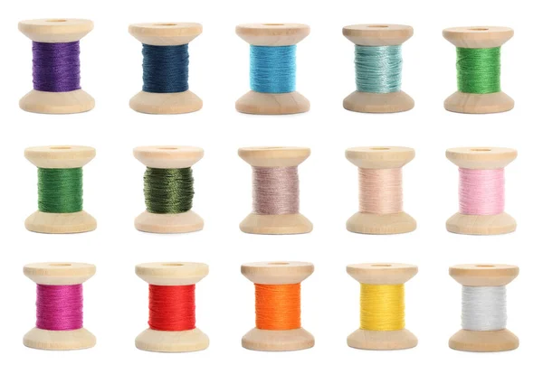 Set Spools Multicolor White Background — Stock Photo, Image