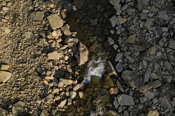 Vue Aérienne Terrain Rocheux Avec Ruisseau Photographie Drone — Photo