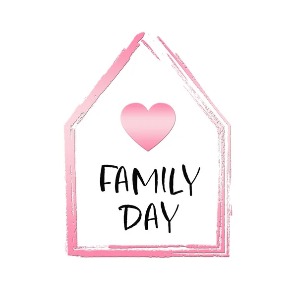 Happy Family Day Illustration House Heart White Background — Stockfoto