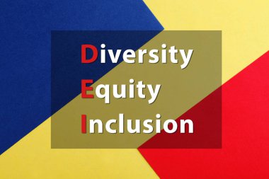 DEI kısaltması - Çeşitlilik, Eşitlik, Renk arkaplanına ekleme