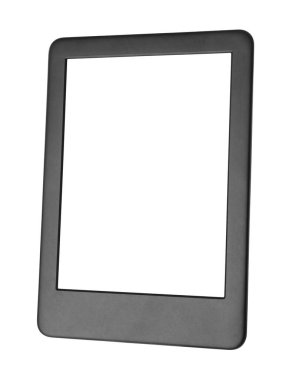 Boş ekranlı modern e-kitap okuyucu beyaz üzerine izole