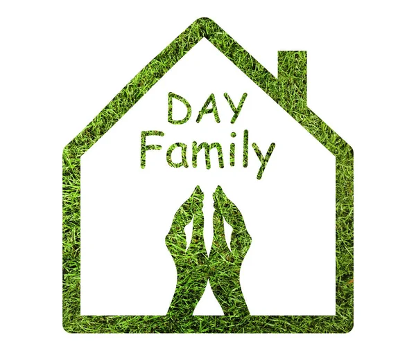 Happy Family Day Illustration Des Hauses Und Der Hände Auf — Stockfoto