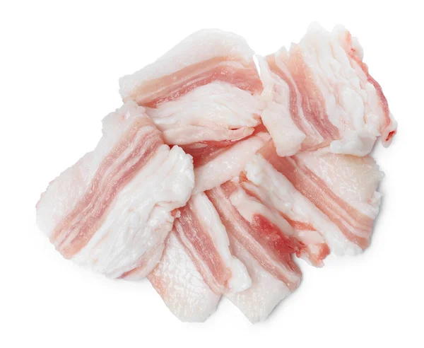 Slices Pork Fatback White Background Top View — Stock Fotó