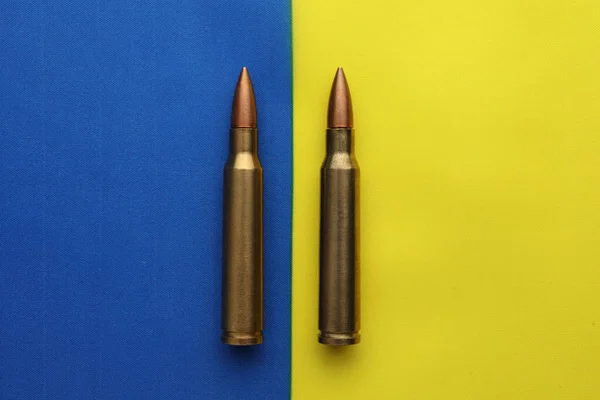 Two Bullets National Flag Ukraine Flat Lay — Stockfoto