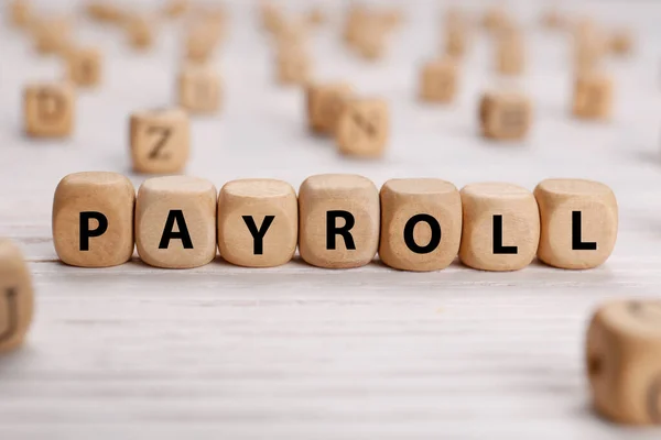 Word Payroll Made Cubes White Wooden Table — Foto Stock