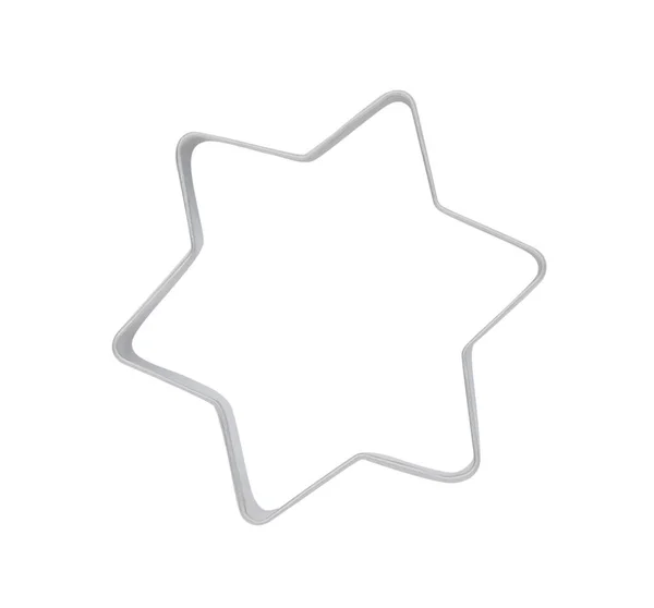 Stjerneformet Småkakeskjærer Hvit Bakgrunn Sett Ovenfra – stockfoto