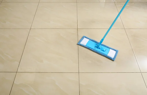 Washing Floor Mop Space Text — стоковое фото