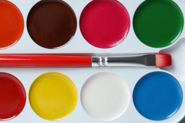 Yeni suluboya palette boya fırçası, üst görünüm