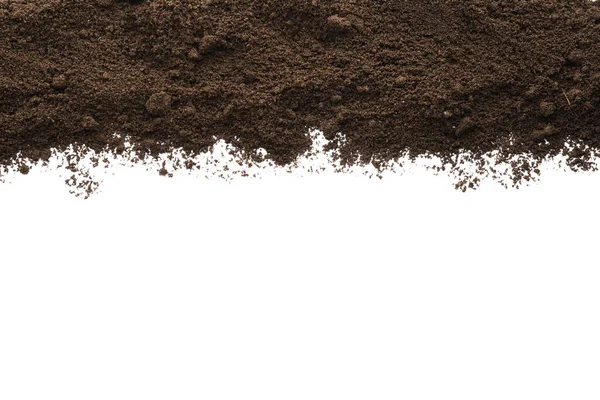 白い背景の土壌の山 トップビュー — ストック写真