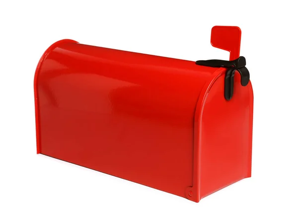 Shiny Red Letter Box White Background — Stock Photo, Image