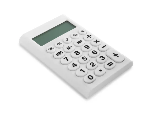 Modern Miniräknare Vit Bakgrund Kontorsutrustning — Stockfoto