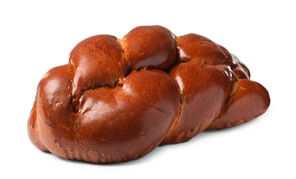 Homemade Braided Bread Isolated White Traditional Shabbat Challah — Photo
