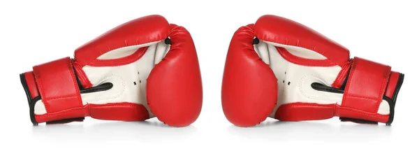 白色背景的红色拳击手套 条幅设计 — 图库照片
