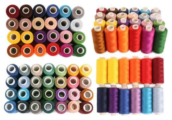 Set Spools Multicolor White Background — Stock Photo, Image