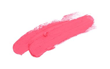 Beyaz arka planda parlak pembe ruj izleri