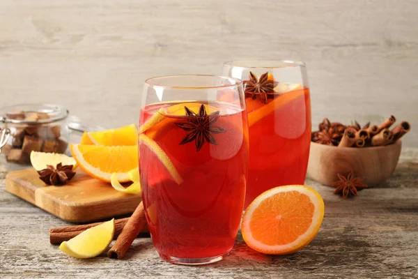 Bebida Soco Aromático Ingredientes Mesa Madeira — Fotografia de Stock