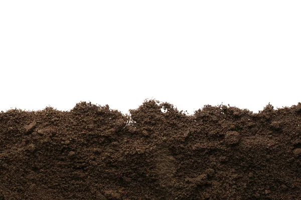 Pile Soil White Background Top View — Stock Photo, Image