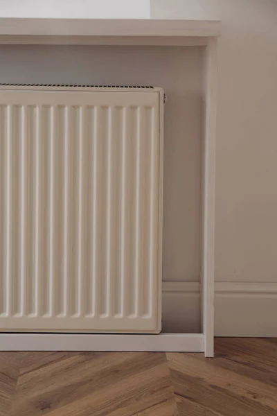 Modern Panel Radiator White Wall Indoors — Stock fotografie