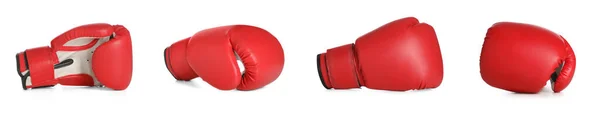 Set Mit Roten Boxhandschuhen Auf Weißem Hintergrund Banner Design — Stockfoto