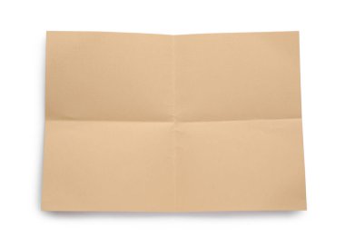 Beyaz zemin üzerinde kahverengi kağıt yaprak, üst görünüm