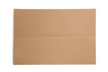 Beyaz zemin üzerinde kahverengi kağıt yaprak, üst görünüm