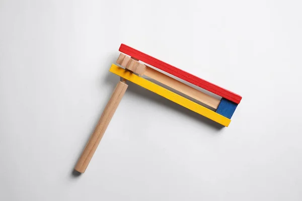 Trä Spinning Linlås Isolerad Vit Ovanifrån Musikleksak Från Montessori — Stockfoto
