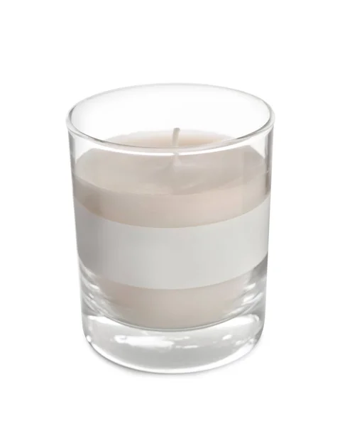 Świeca Aromatyczna Oprawce Szklanej Izolowana Biało — Zdjęcie stockowe