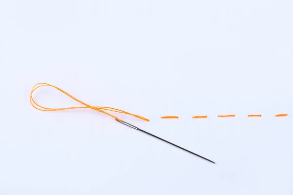 Yellow Embroidery Needle White Background — 스톡 사진