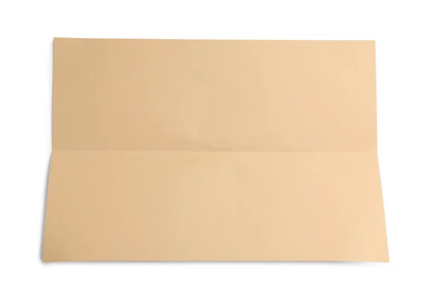 Sheet Brown Paper White Background Top View — Stock Photo, Image