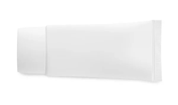 Tubo Branco Produto Cosmético Fundo Branco Vista Superior — Fotografia de Stock