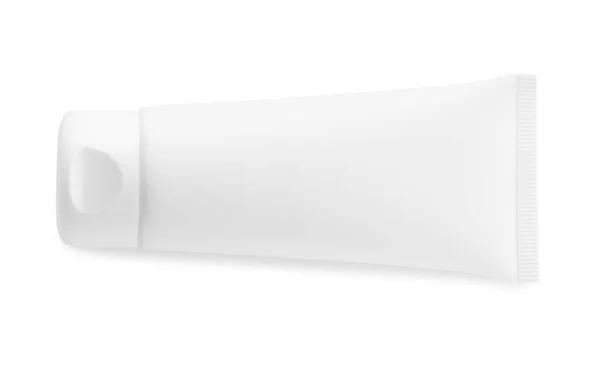 Blank Tube Cosmetic Product White Background Top View — Foto de Stock