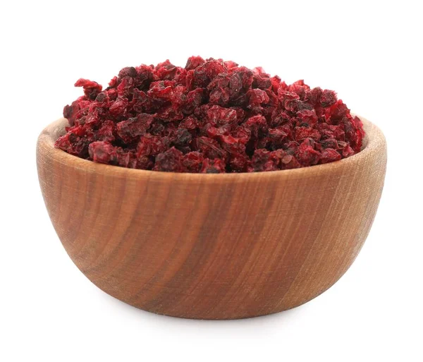 Dried Red Currants Wooden Bowl Isolated White — Stock Fotó