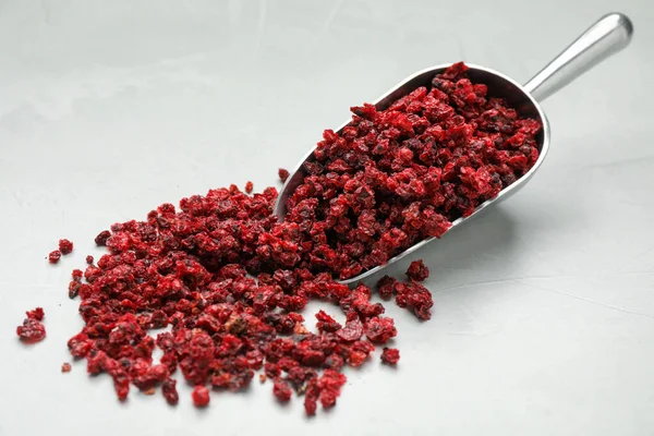 Metal Scoop Dried Red Currant Berries Light Table — Fotografia de Stock