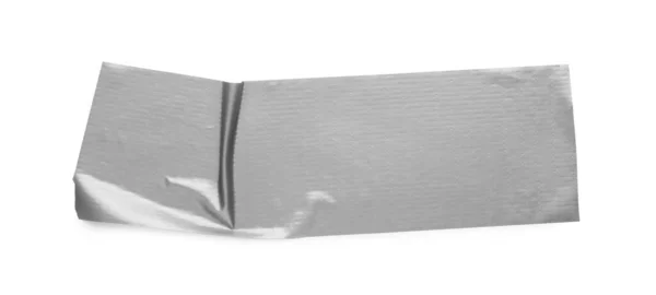 Stück Silbernes Klebeband Isoliert Auf Weiß Ansicht Von Oben — Stockfoto