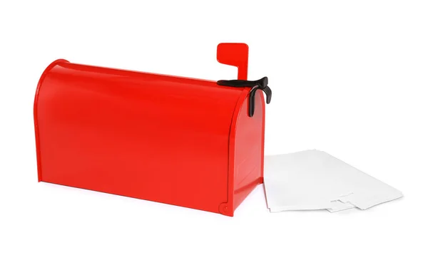 Red Letter Box Envelopes White Background — Fotografia de Stock