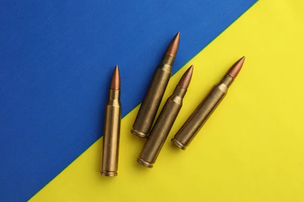 Bullets National Flag Ukraine Flat Lay — Stockfoto
