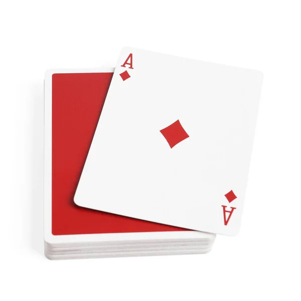 Playing Cards Ace Diamonds White Background — Photo