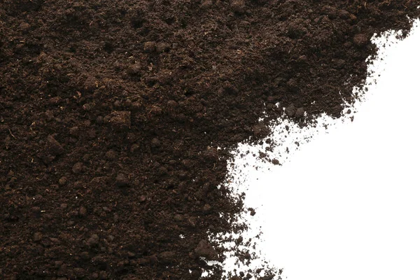 Pile Soil White Background Top View — Stock Photo, Image